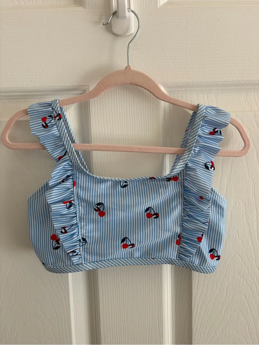 Tommy Hilfiger Light Blue/White Striped Kids Bikini w/Tommy Logo Cherry Print -6